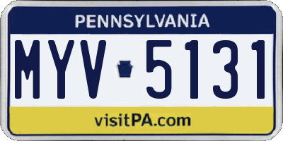 PA license plate MYV5131