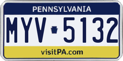 PA license plate MYV5132