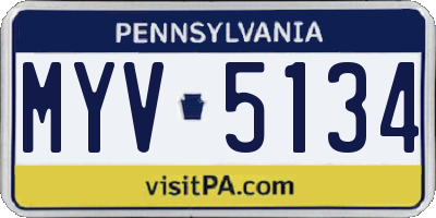 PA license plate MYV5134