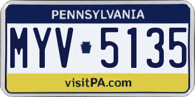 PA license plate MYV5135