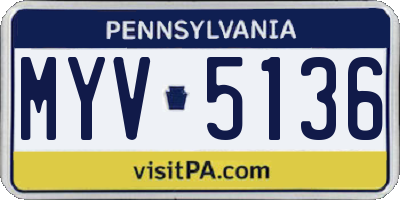 PA license plate MYV5136