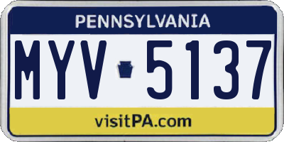 PA license plate MYV5137