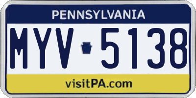 PA license plate MYV5138