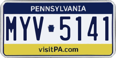 PA license plate MYV5141