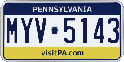 PA license plate MYV5143