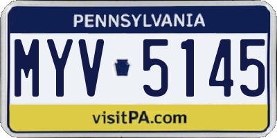 PA license plate MYV5145