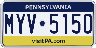 PA license plate MYV5150
