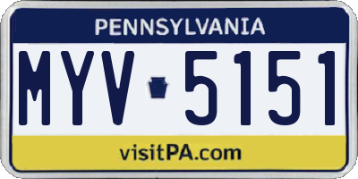PA license plate MYV5151