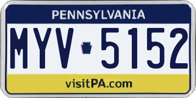 PA license plate MYV5152