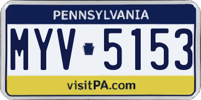 PA license plate MYV5153
