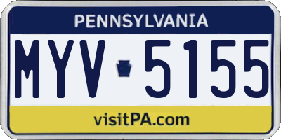 PA license plate MYV5155