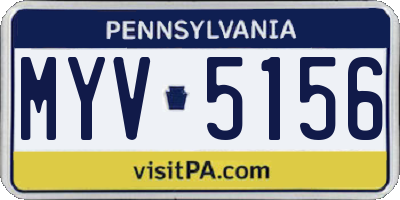 PA license plate MYV5156