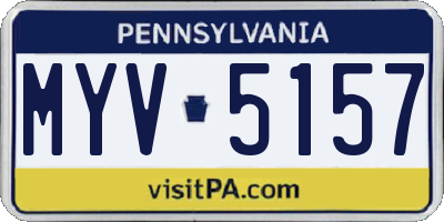 PA license plate MYV5157