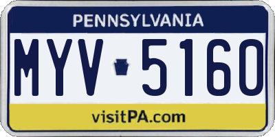 PA license plate MYV5160