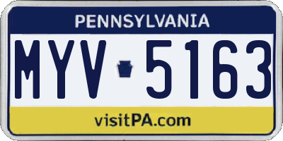 PA license plate MYV5163