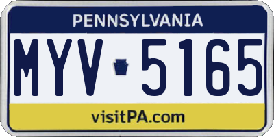 PA license plate MYV5165
