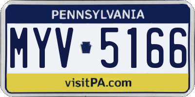 PA license plate MYV5166