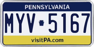 PA license plate MYV5167