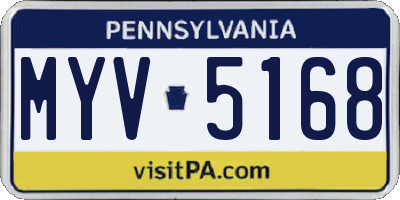 PA license plate MYV5168