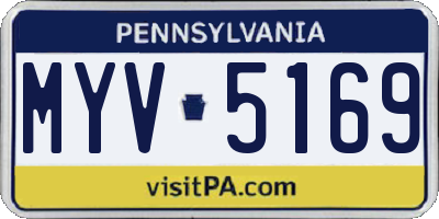 PA license plate MYV5169