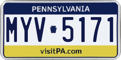 PA license plate MYV5171