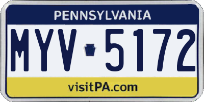 PA license plate MYV5172