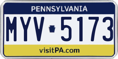 PA license plate MYV5173
