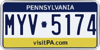 PA license plate MYV5174