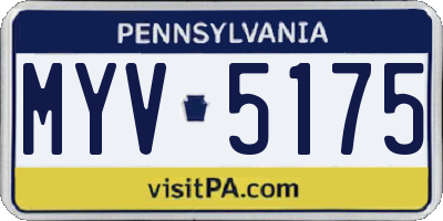 PA license plate MYV5175