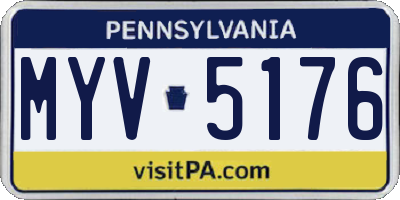 PA license plate MYV5176