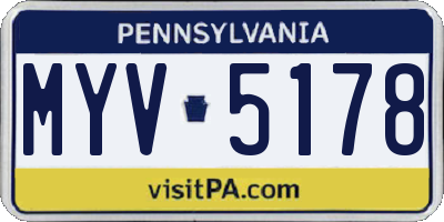 PA license plate MYV5178