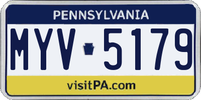 PA license plate MYV5179
