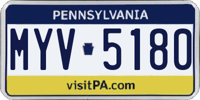 PA license plate MYV5180