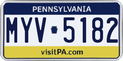 PA license plate MYV5182