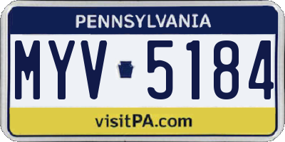 PA license plate MYV5184