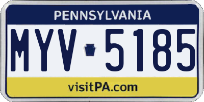 PA license plate MYV5185