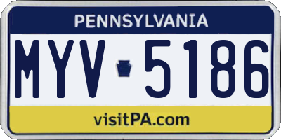 PA license plate MYV5186