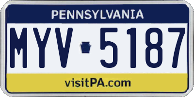 PA license plate MYV5187