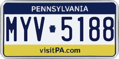 PA license plate MYV5188
