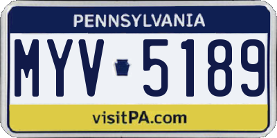 PA license plate MYV5189