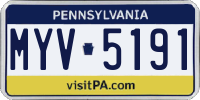 PA license plate MYV5191
