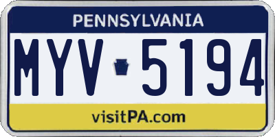 PA license plate MYV5194