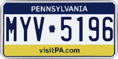 PA license plate MYV5196