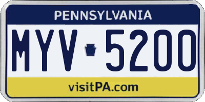 PA license plate MYV5200
