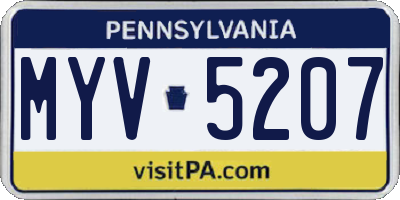 PA license plate MYV5207