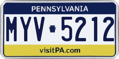PA license plate MYV5212
