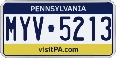 PA license plate MYV5213