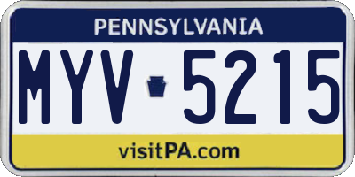 PA license plate MYV5215