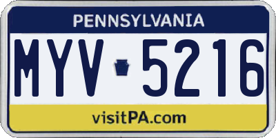PA license plate MYV5216