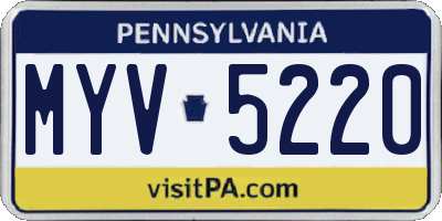 PA license plate MYV5220